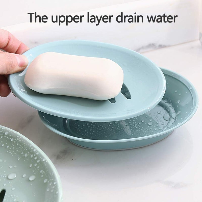 WYOK 2-Pack Soap Dish with Drain Plastic Sponge Holder Easy Cleaning Soap Saver Tray Caddy Keep Dry Stop Mushy for Shower Bathroom Kitchen(Khaki) - Image 3